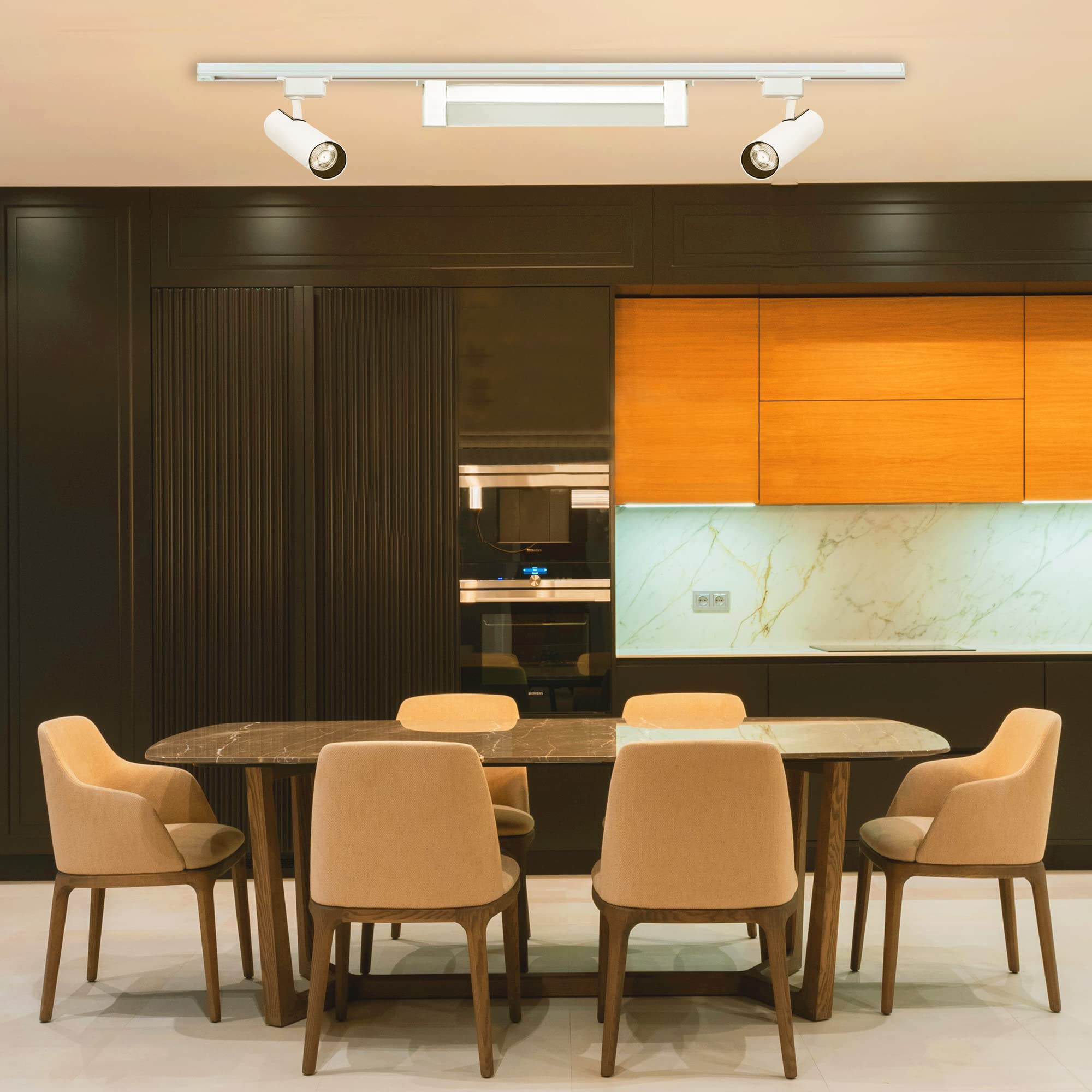 Photo 1 of 6 Pack H Type LED Track Lighting System includ 6.56ft Track Rail, 3000k Complete Track Lighting Kit, Floodlight Provide Light Compensation 20W Universal for Restaurant, clothing store, living room 6 heads white