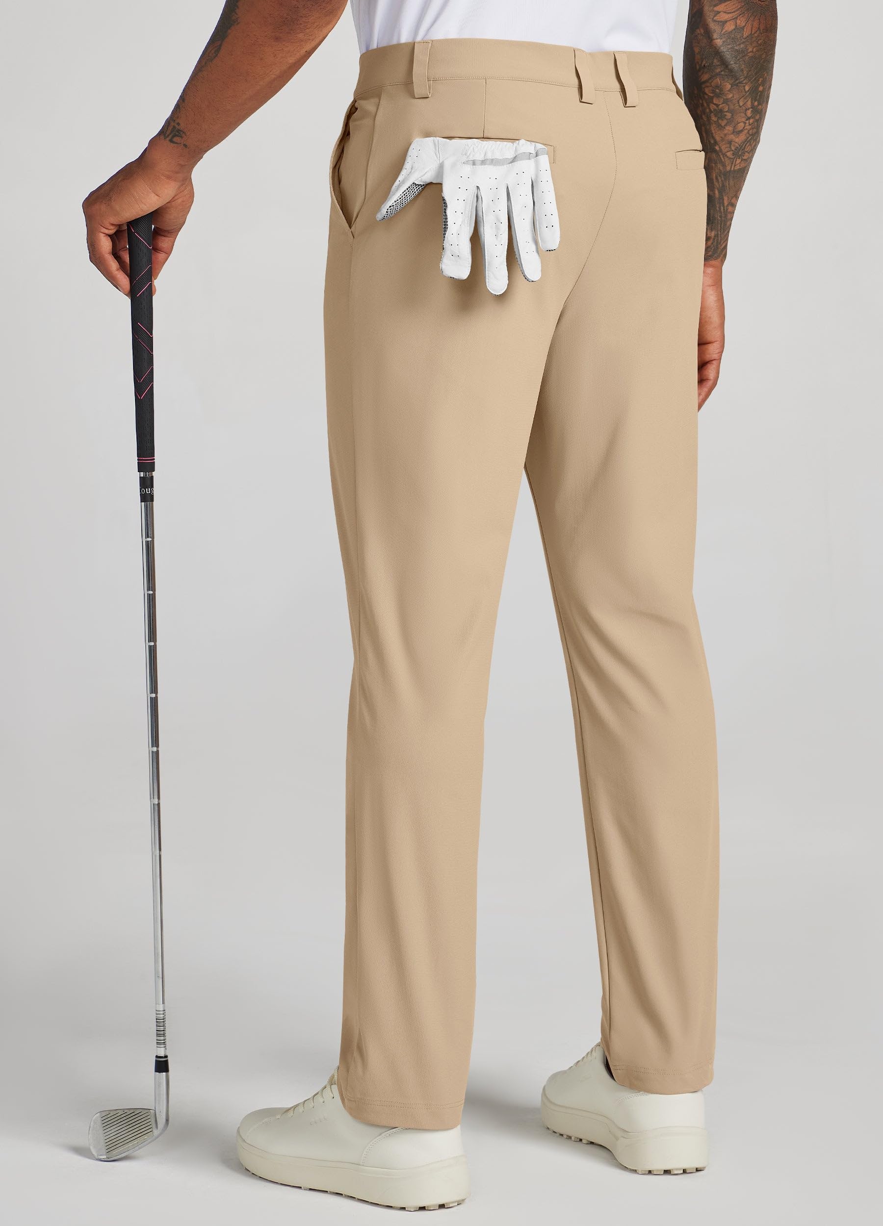 WILLIT Pantalon de golf extensible pour homme Pantalon de jogging Pantalon de travail à séchage rapide Pantalon de bureau Pantalon décontracté avec 4 poches 76 cm