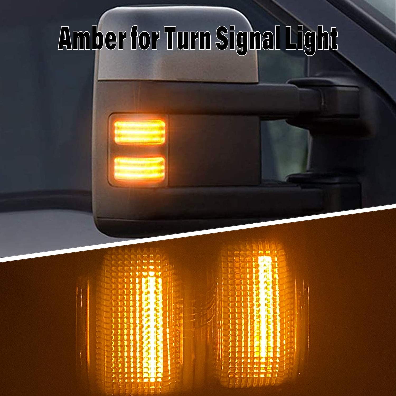 LED Side Mirror Marker Light Replacement Compatible With Ford 13-14 F-150 08-16 F-250 F-350 F-450 F-550 Super Duty V8 V10 White Running/Parking Light Amber Turn Signal Light Dual Color (A Pair)