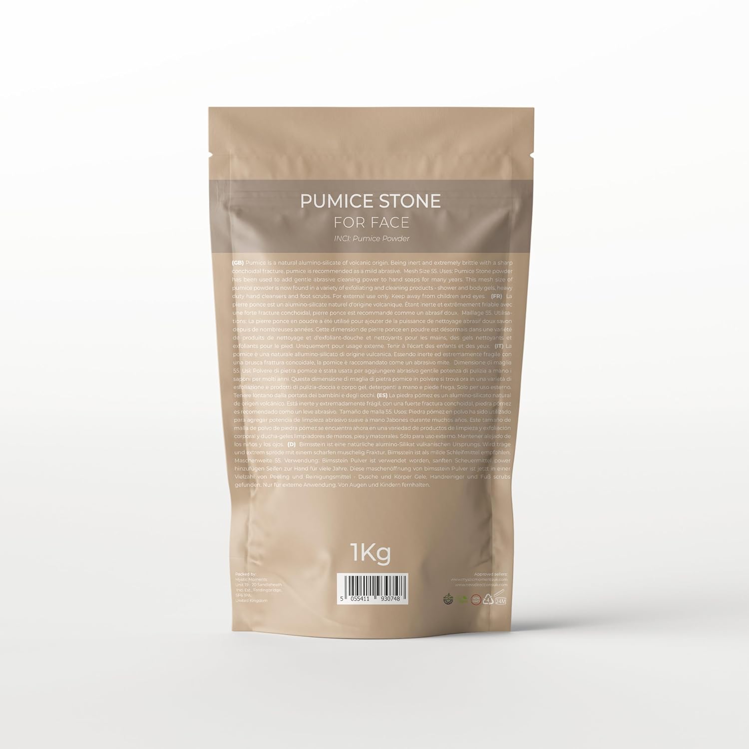 Mystic Moments | Pumice Stone Superfine For Face Natural Exfolitant 1Kg Pure & Natural Scrub Vegan GMO Free