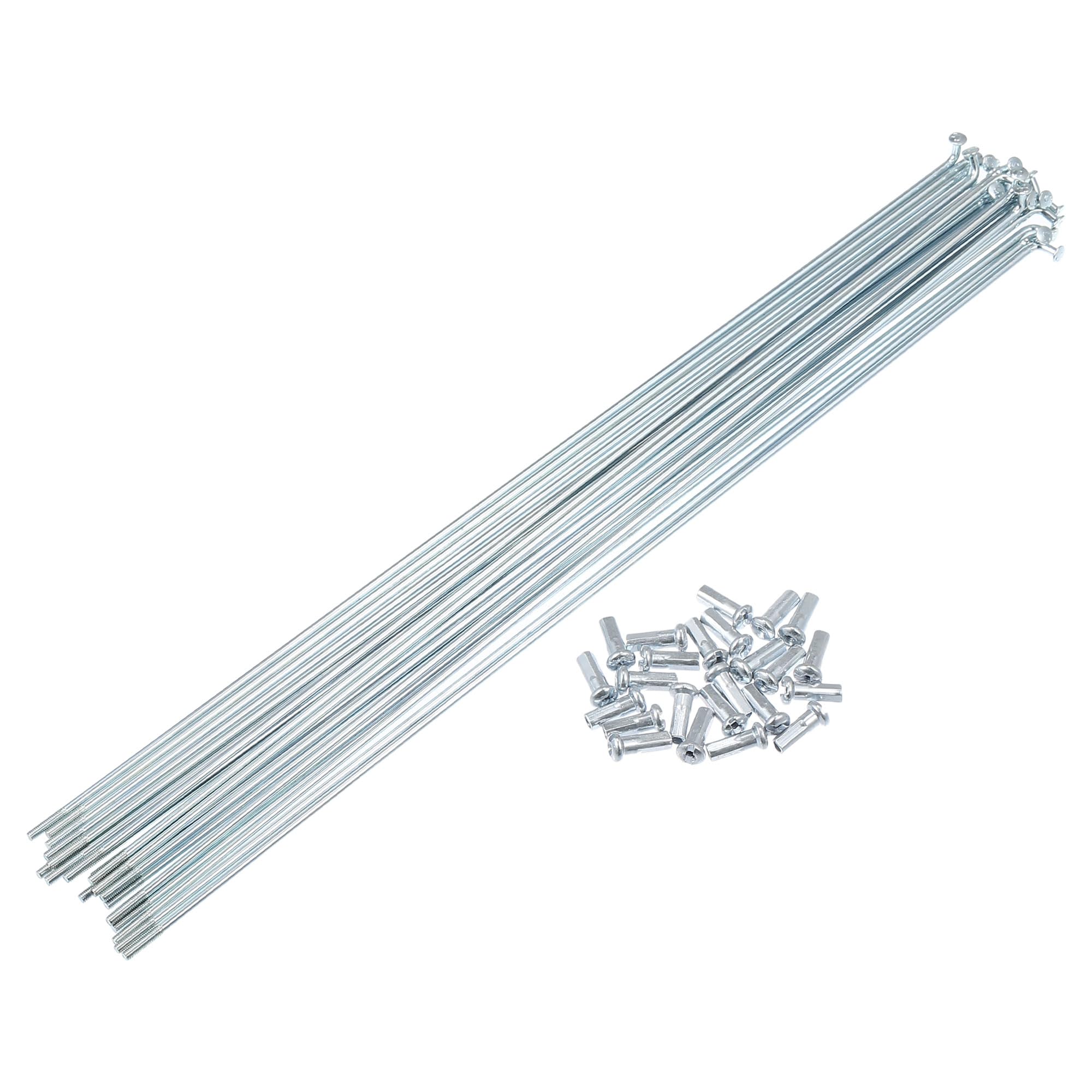 X AUTOHAUX 24pcs 13G J Bend Bike Galvanized Spokes 11.34" Spokes with Nipples