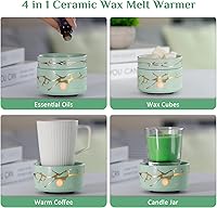 Vista 4 de Bobolyn Wax Melt Candle Warmer Burner - Ceramic Essential Oil Burner Warmer Electric Scented Fragrance Candle Wax Melter Warmer for Home Office