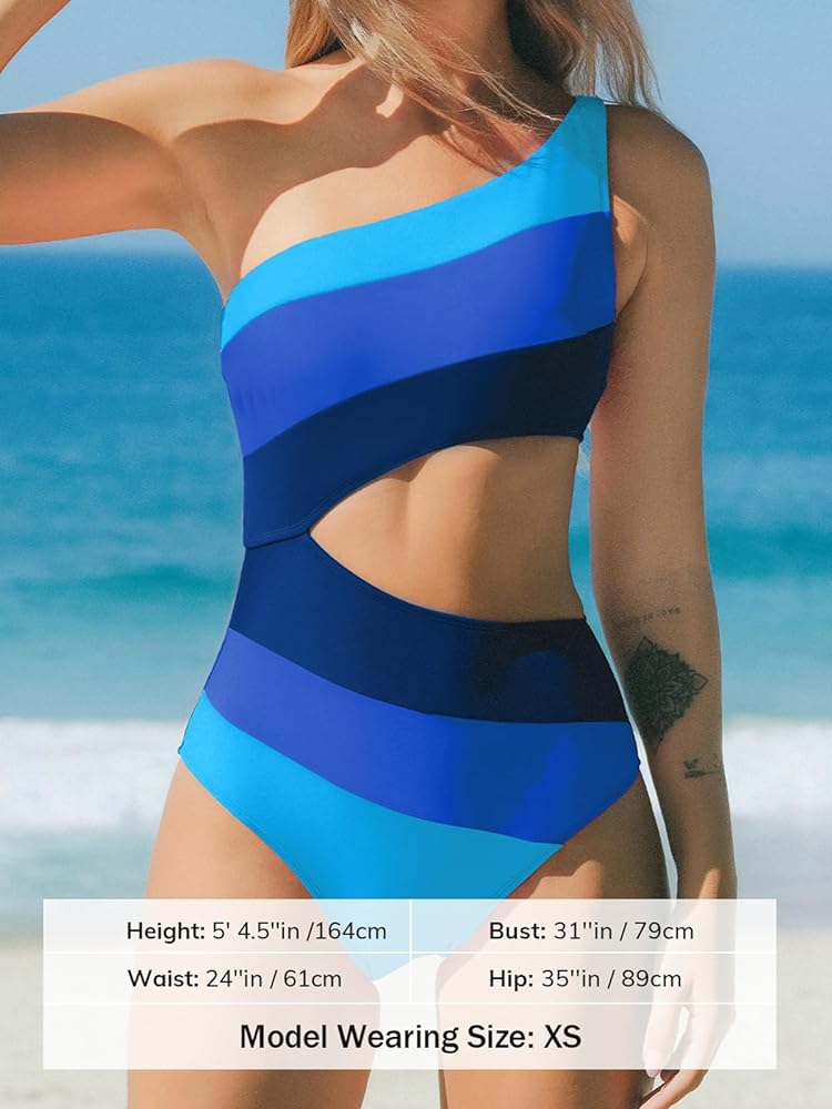 CUPSHE Women's One Piece Swimsuit One Shoulder Bathing Suit Cutout
