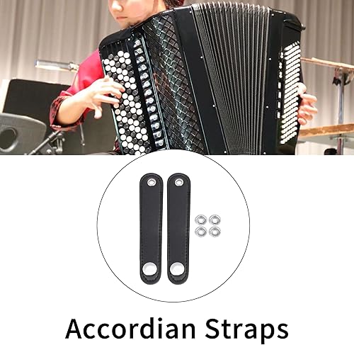 Miniatura 3 de BQLZR Arnés de hombro correas de muñeca para 4860 Bass acordeón cuero negro paquete de 3, Negro -