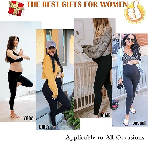 Miniatura 6 de Leggings de maternidad sobre el vientre con levantamiento de glúteos, suaves y no se transparentan, leggings de embarazo para entrenamiento