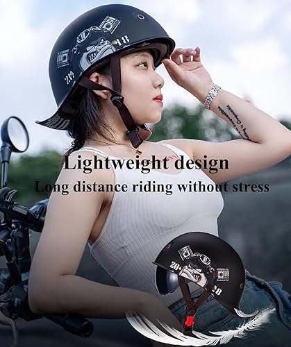 Miniatura 4 de Casco retro novedoso y genial, gorra de béisbol alemana vintage para motocicleta, casco abierto para adultos, mujeres y hombres, para bicicleta,