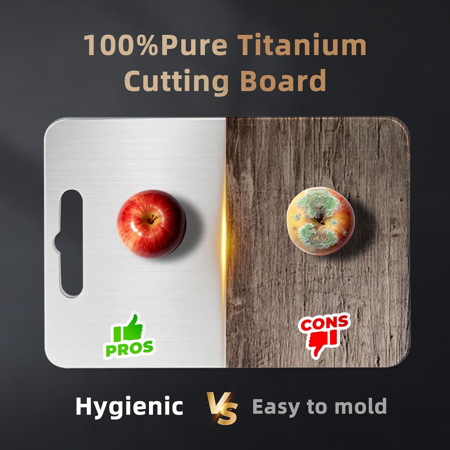 100% Titanium Cutting Board for Kitchen - Dishwasher Safe Chopping Boards with Handle, Reversible Charcuterie Board for Home Counter Outdoor Camping Housewarming Gifts for Women (3 PCS) - Image 3