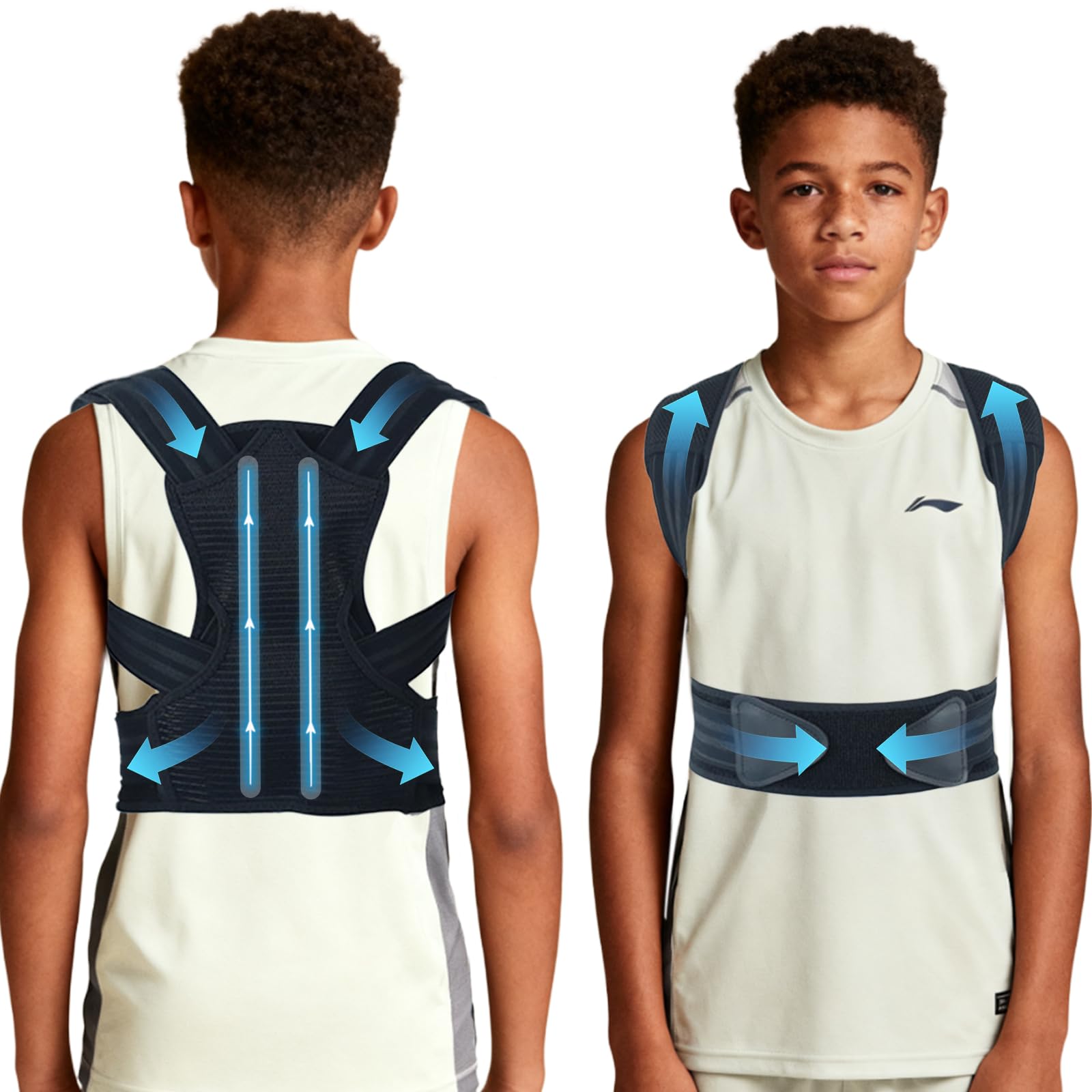 Posture Corrector for Kids Adjustable Back Straighter with Shoulder Pads Upper Back Posture Brace for Teenagers to Provide Spinal Support Improve