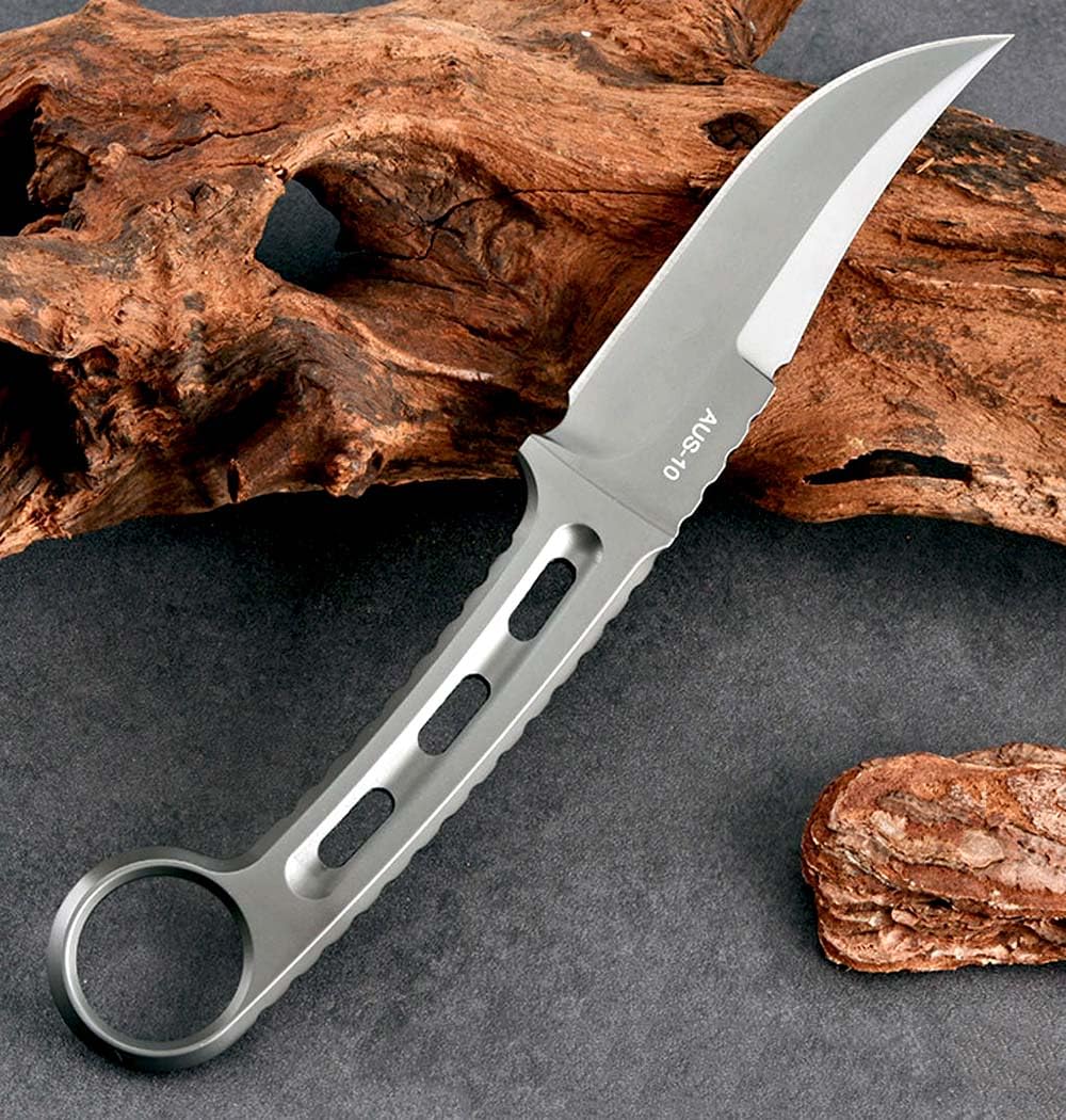 Festes Gegen Full Tang messer Edc Outdoor Jagdmesser Feststehende klinge tanto, gegen Einhandmesser, gerade scharfe stahl messer AUS10 griff, survival fixed neck knife, Gürtelmesser mit Kydex scheide