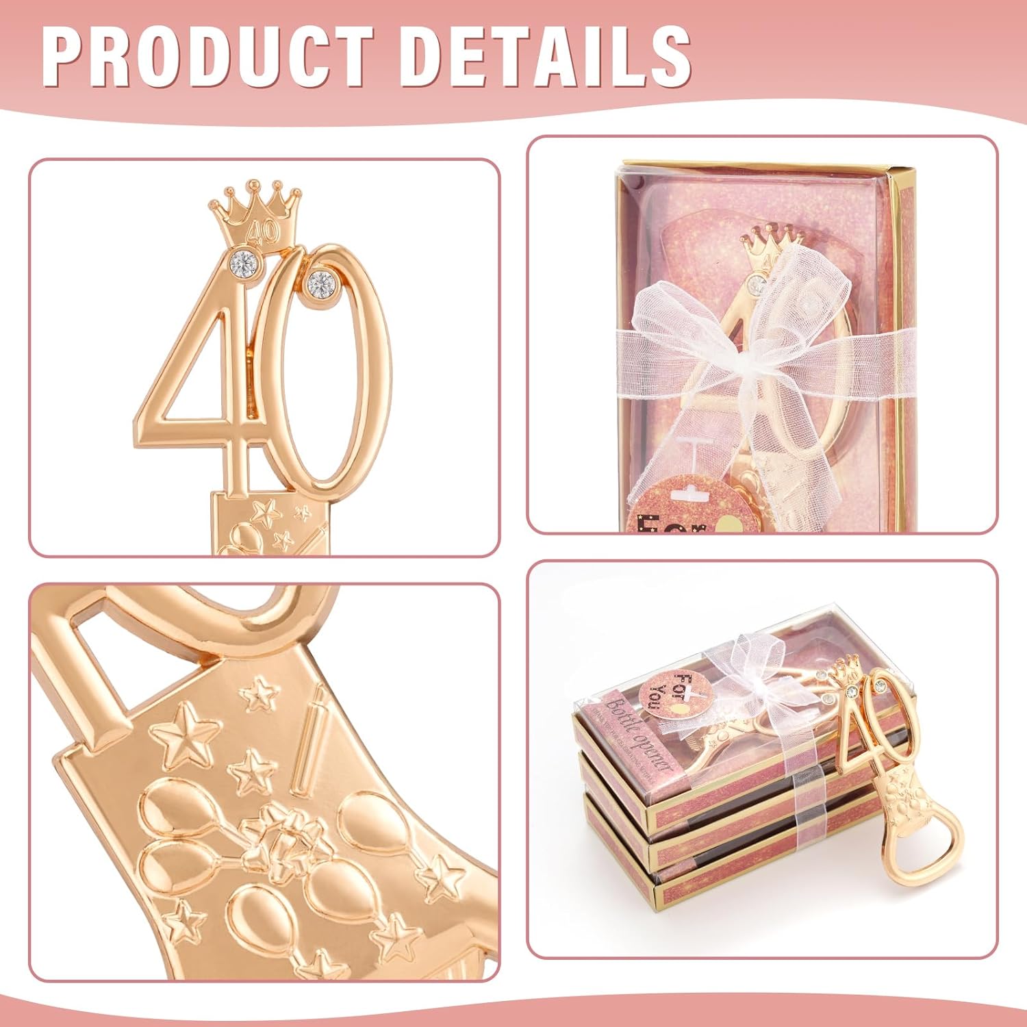 24 Packs 40th Bottle Opener, Gifts for 40th Birthday Party Favors, Wedding Anniversary Party Return, Gifts or Souvenirs for Guests, Theme Party Decorations - Image 4