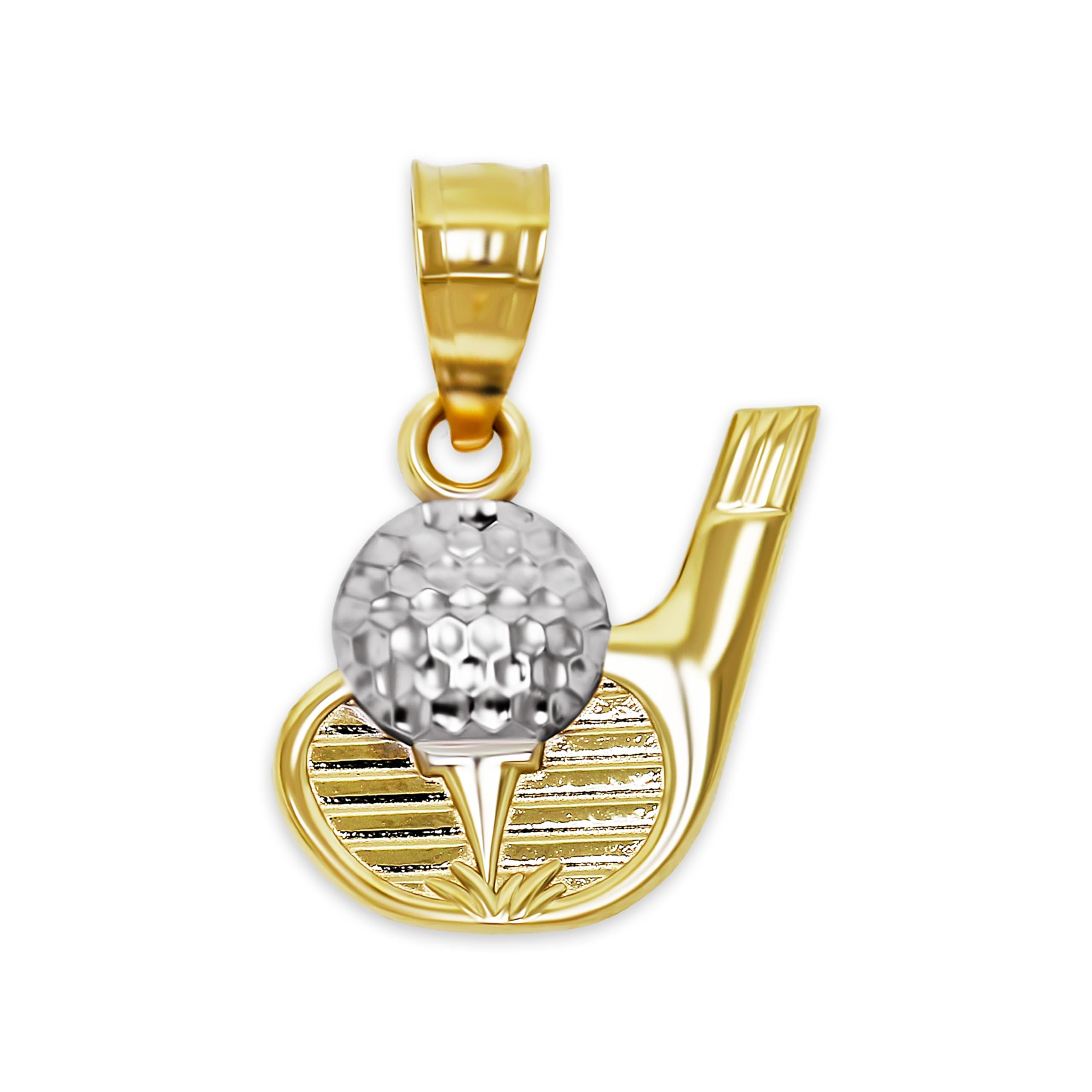 Gold Golf Charm Pendant - 10 Karat Gold - Golf Jewelry - Golf Jewelry Tournament Trophy for League