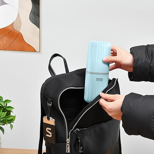 Miniatura 3 de VITVITI Estuche de viaje para cepillo de dientes, contenedor de jabón de viaje portátil a prueba de fugas, bandeja de 19.99 cm con porta cepillo y