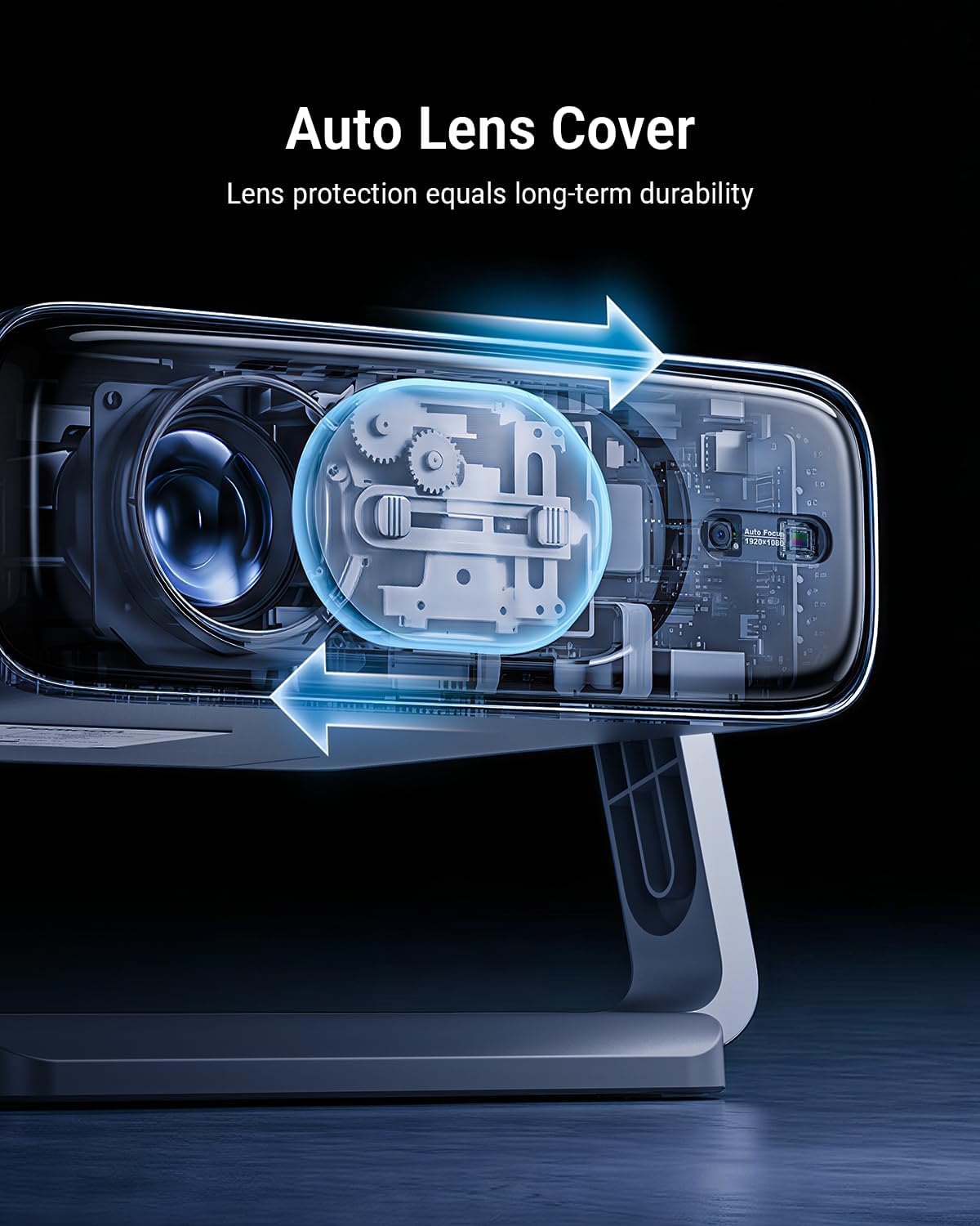 [Projector Built-in Google TV/4K Support/Auto Lens Cap] 2200ANSI Projector with WiFi and Bluetooth, Auto Focus Smart Movie Projector with Adjustable Stand, Proyector for Bedroom/Home/Celling