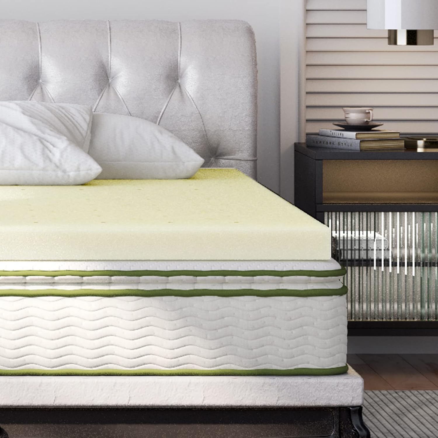 Giantex 3 Inch Mattress Topper Queen Foam Mattress Topper for Queen Bed Ventilated Design Soft Mattress Pads for
