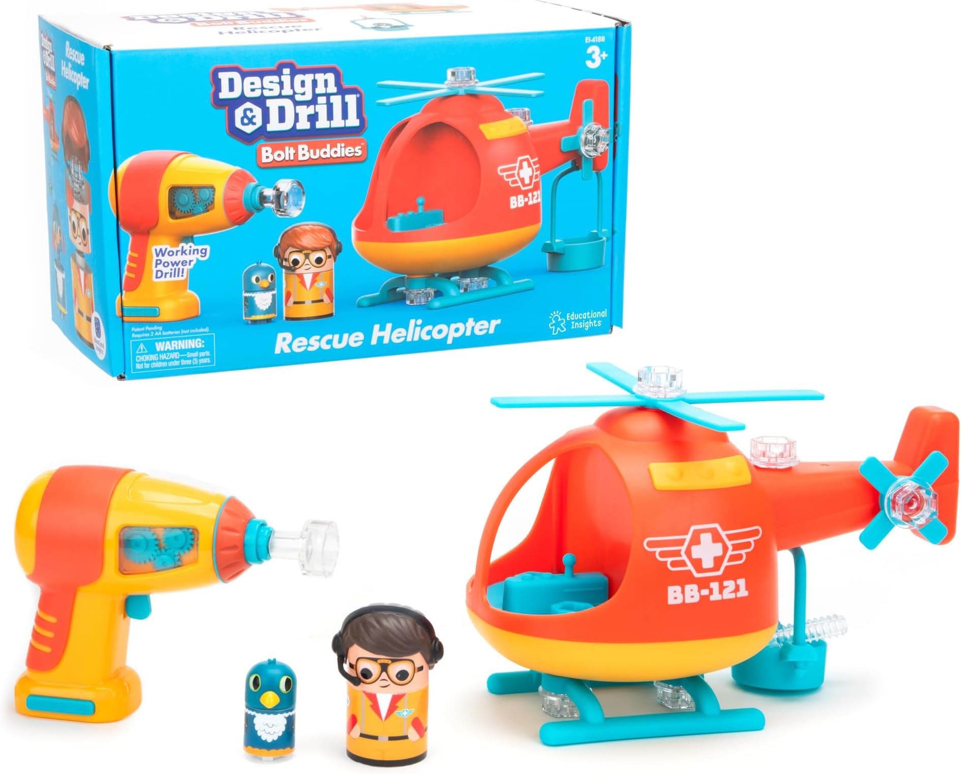 Educational Insights Design & Drill Bolt Buddies Helicopter