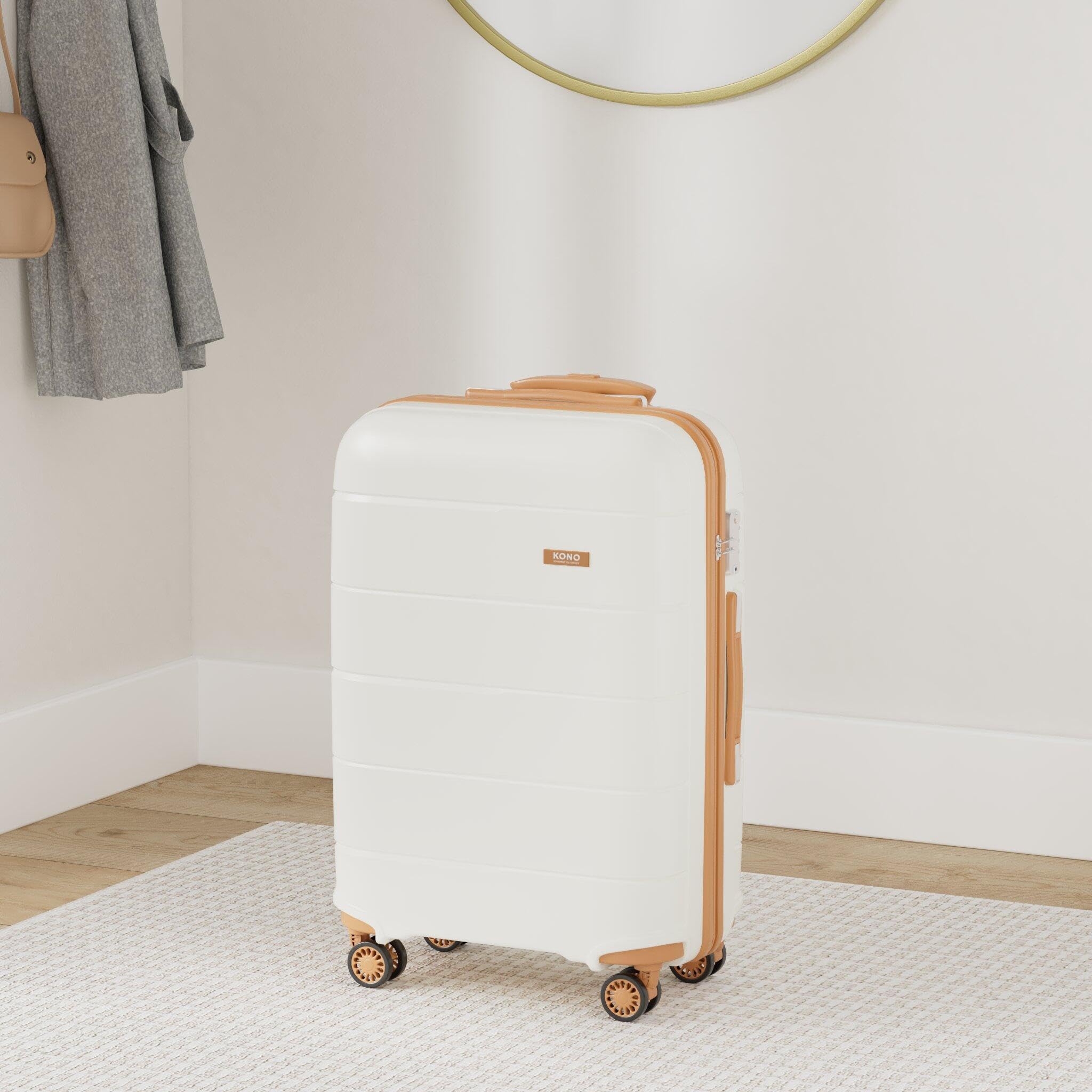 KONO 55cm/65cm/74cm Valigia Rigida Leggera Polipropilene Trolley con TSA Lucchetto e 4 Ruote Girevoli