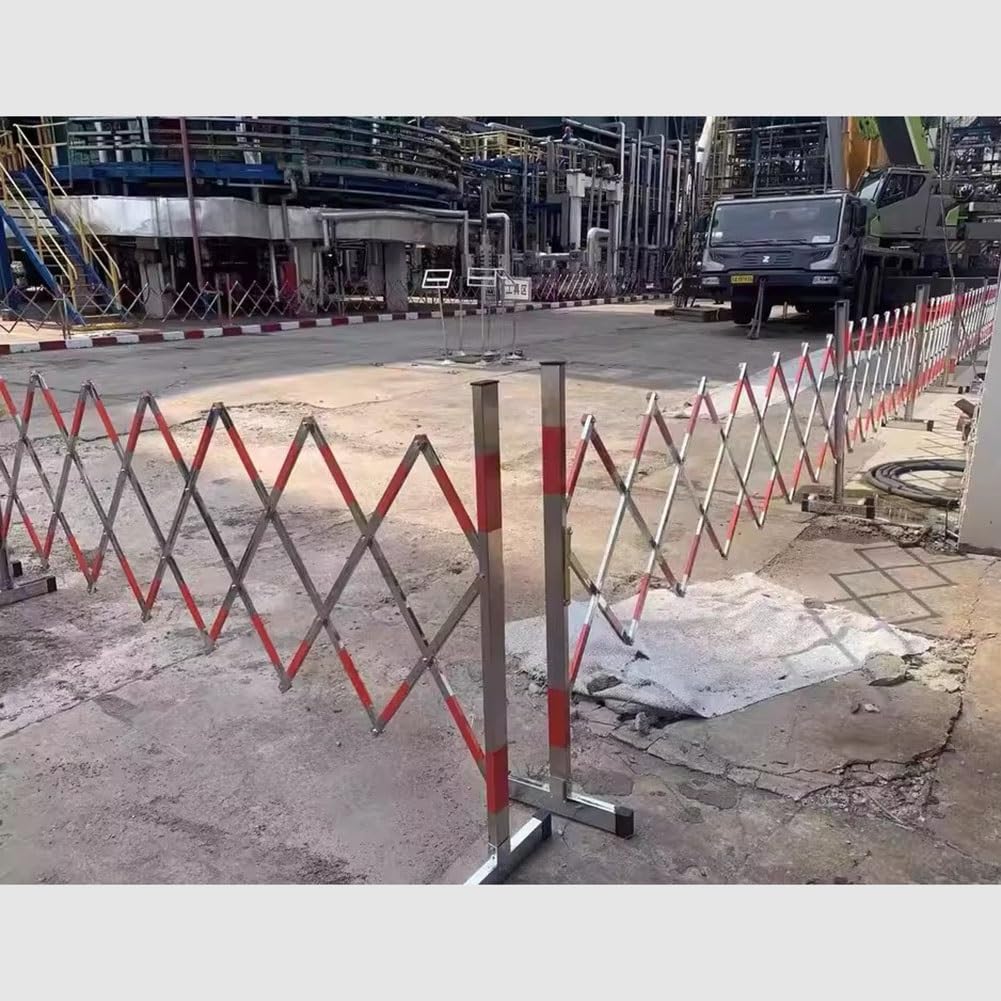 Genérico Barrera de tráfico Industrial móvil con Ruedas, Puerta de Seguridad Plegable y Extensible de Acero Inoxidable, Barrera Exterior retráctil (1,5 x 3 m/4,9 x 9,84 pies) para Control de Acceso s
