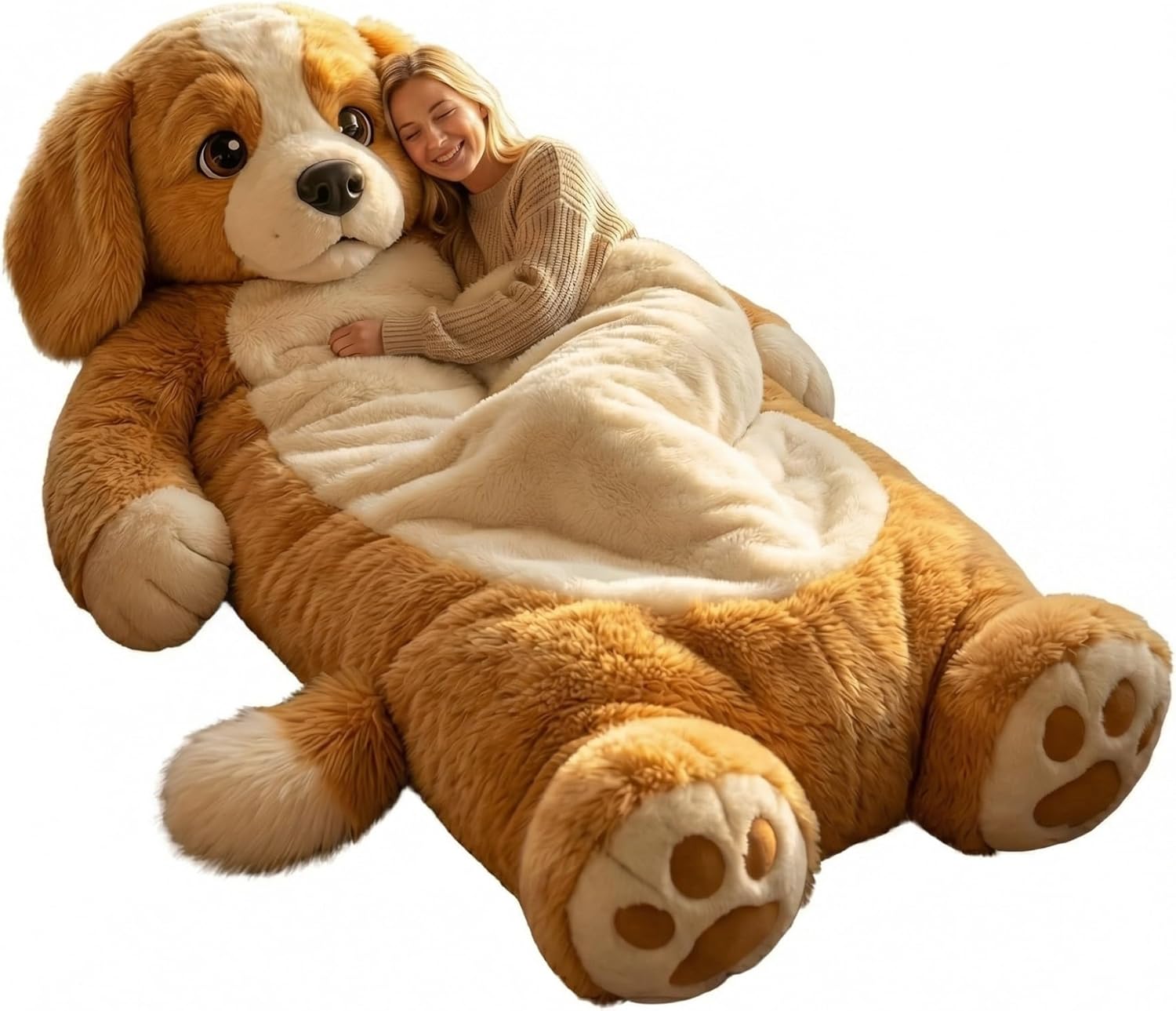 Oversized Plush Dog Sleeping Bag, Adults Soft Sleeping Bag Stuffed Animal Mattress for Adults, Soft Flannel Body Pillow for Nap Bedroom Camping(1)