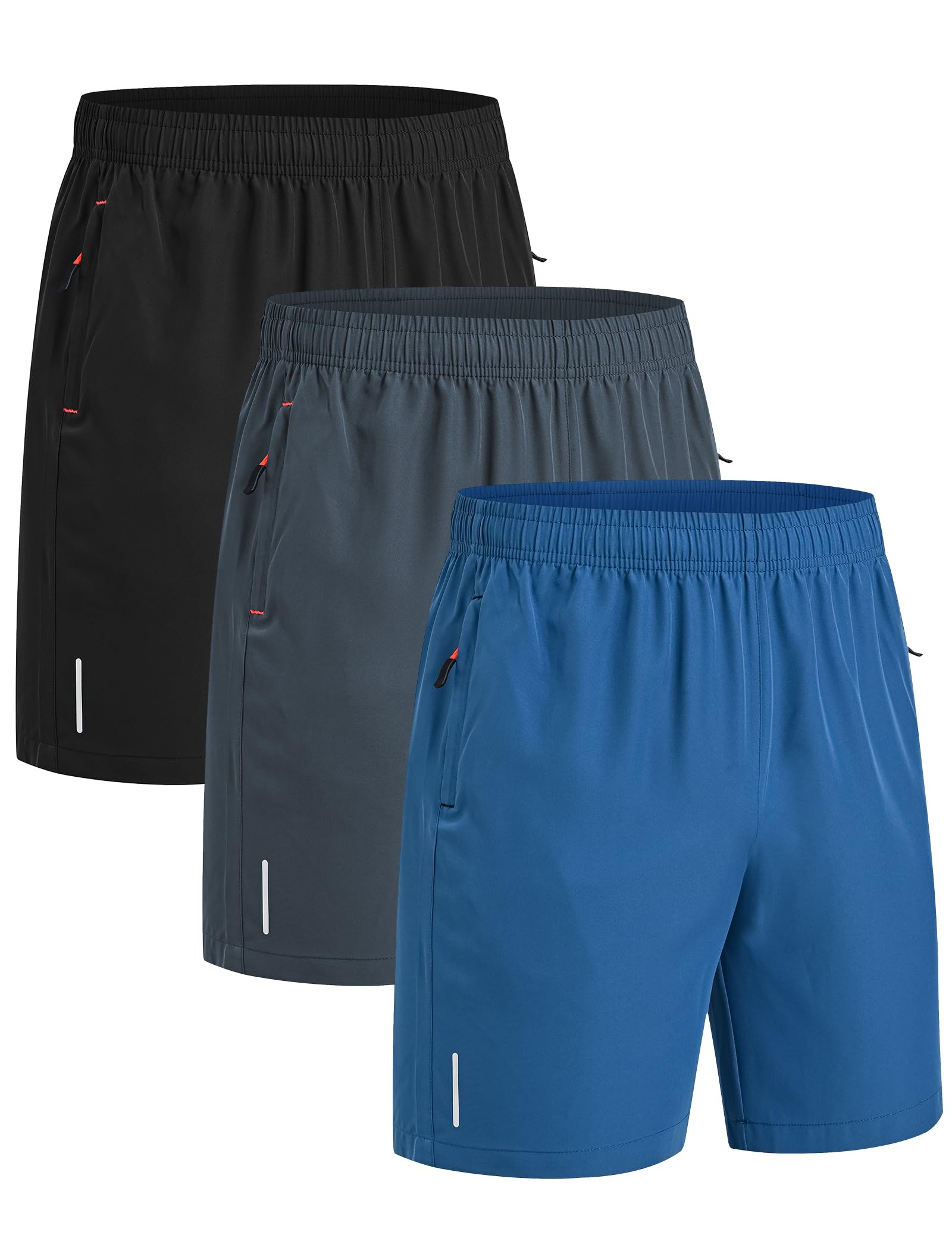 kuzwufs Pantaloncini Sportivi Uomo Confezione da 3 Estivi Shorts Running con Tasche Asciugatura Rapida Pantaloni Corti da Trekking Uomo Allenamento Fitness