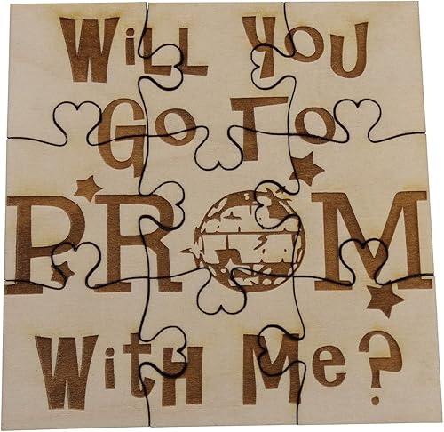 Will You Go to Prom with Me - Rompecabezas cuadrado de 9 piezas de madera de tilo, propuesta