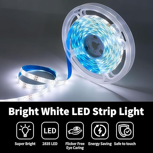 Miniatura 8 de iNextStation Tira de luz LED de 12 V, IP65, impermeable, color blanco cálido, tira de luces LED de 16.4 pies16.4 ft cortables 300 SMD 2835, cinta