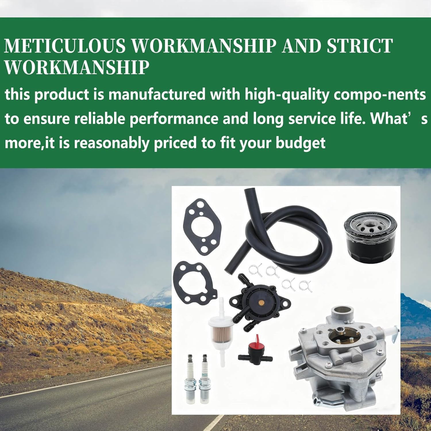 AUC10140 Carburetor Maintenance Kit Compatible with John Deere Gator XUV550 XUV550/S4 XUV560 XUV560/S4 XUV560E/S4 | Complete Replacement Set with Oil Filter