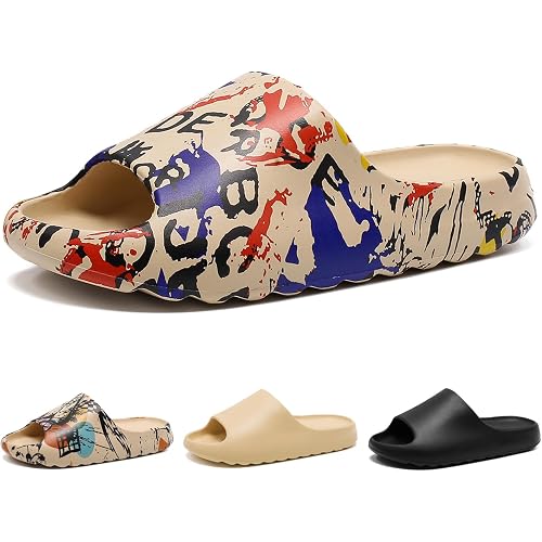 Cloud Slides for Women Men, Foam Shower Slippers, Indoor Outdoor Sandals | Comfort Platform, Lightweight Thick Sole, Open Toe, House Slippers, Shower Shoes, Summer Indoor & Outdoor Wear
