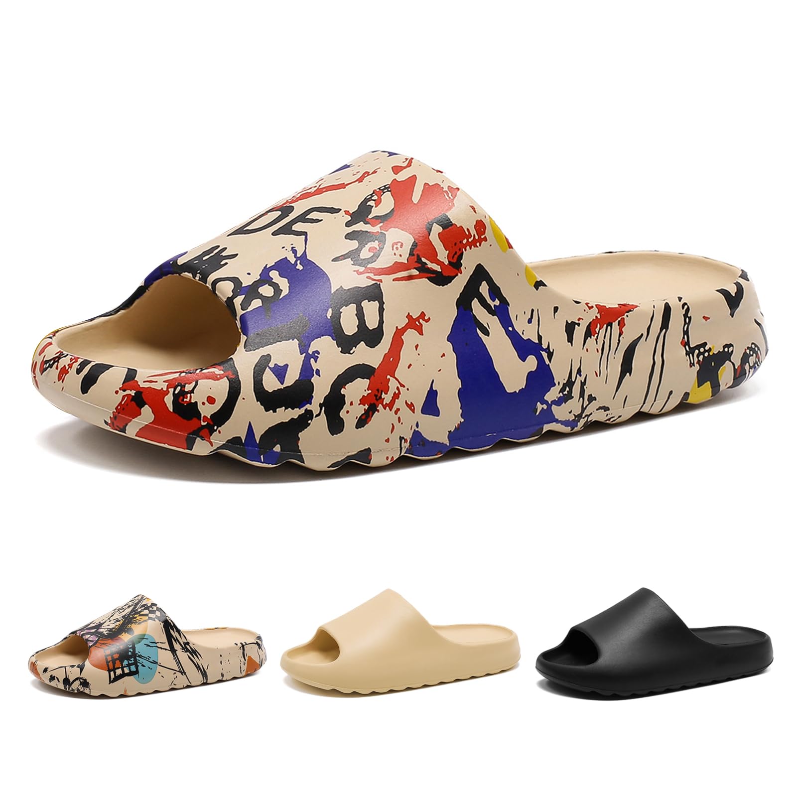 Cloud Slides for Women and Men, Comfort Platform Lightweight Slippers Slides, Unisex Foam Shower House Slippers, Summer Open Toe Sandals for Indoor