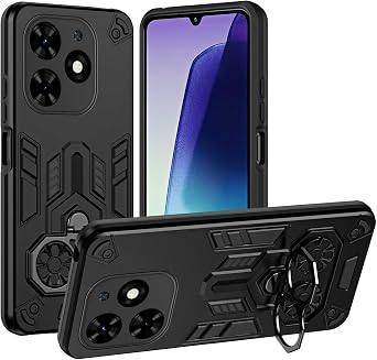 Compatible with Infinix Hot 40i Case, Magnetic Bracket for Infinix Smart 8 Pro Phone Case Black