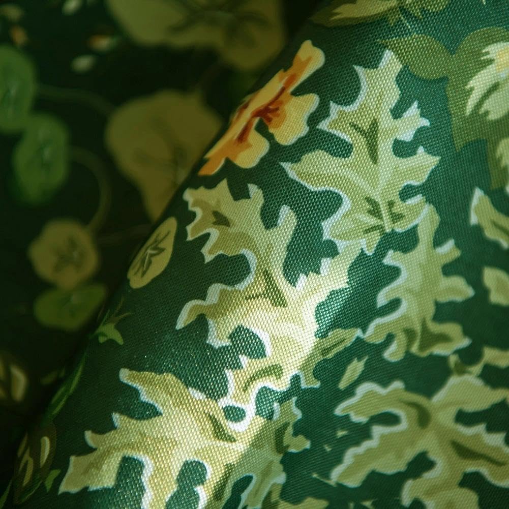NAPEARL Green Wildflower Botanical Oven Curtain Valance with Ruffled Lace