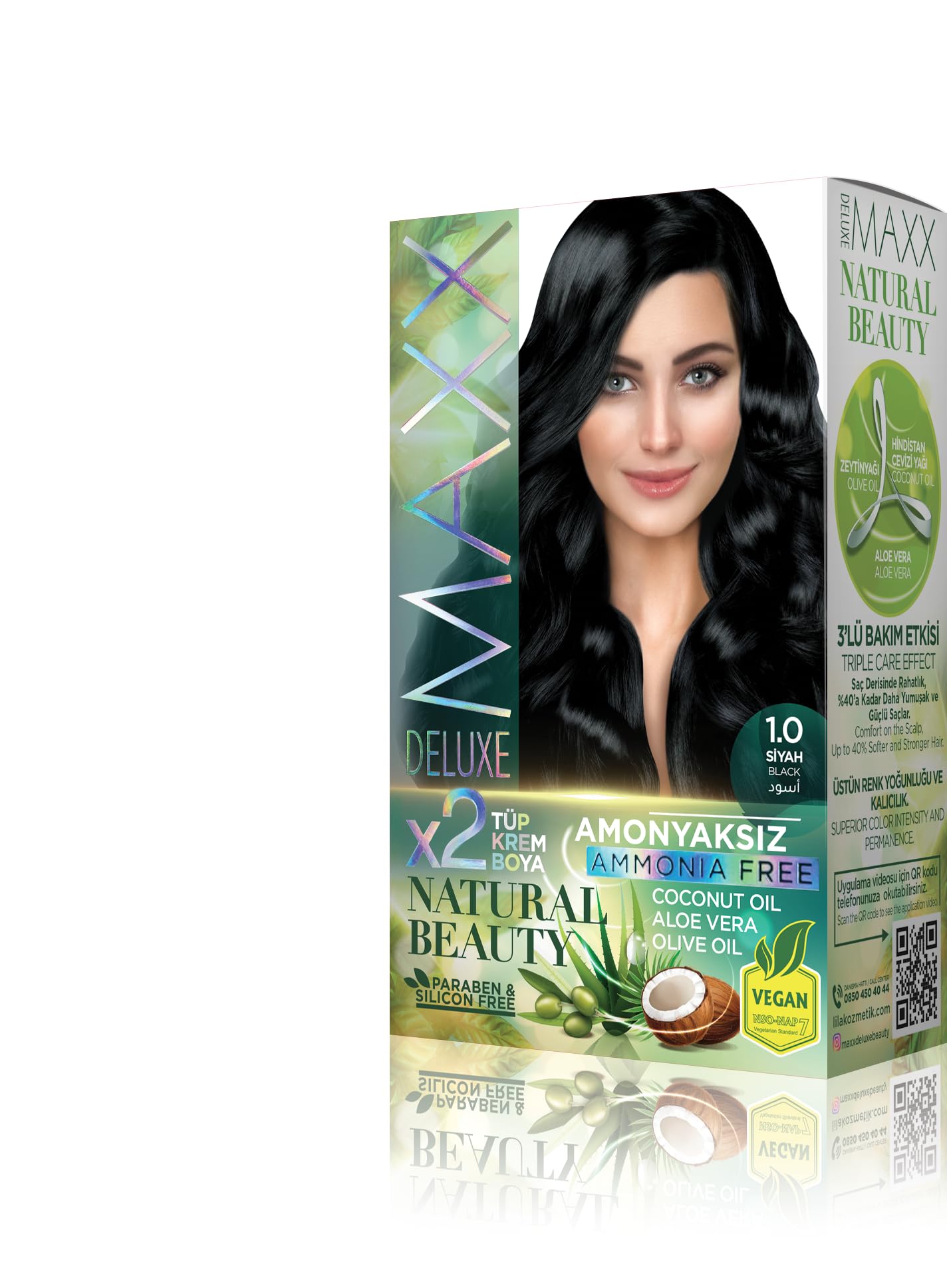 Maxx Deluxe Natural Beauty Amonyaksız Set Saç Boyası 1.0 Siyah