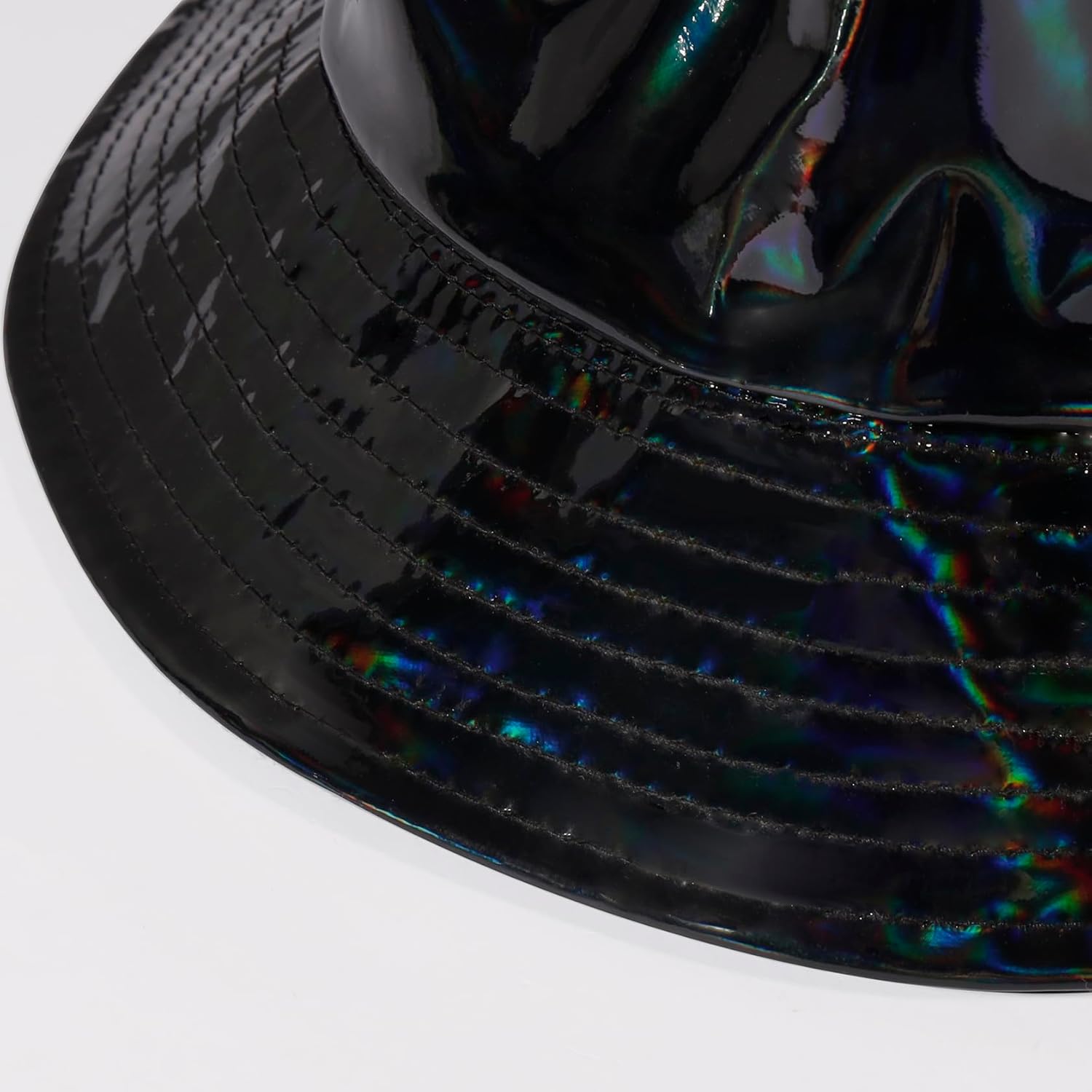 MILAKOO Rave Hologram Metallic Bucket Hat Reversible Cap Reflective Waterproof Rain Fisherman Hat - Image 2