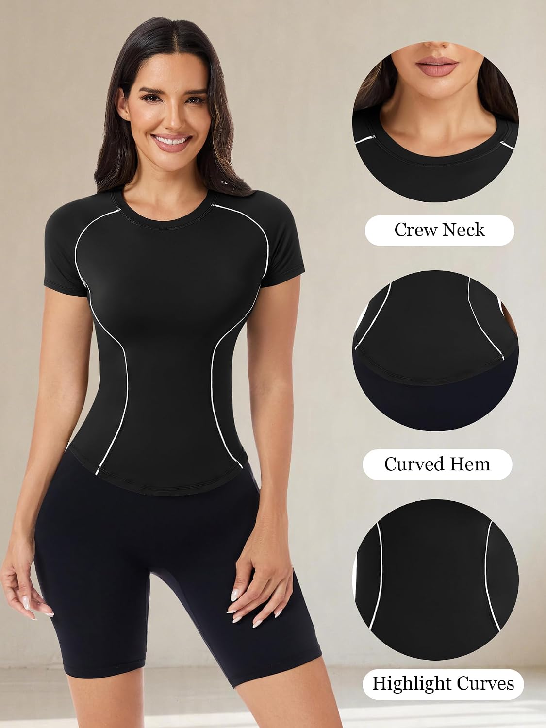 Short Sleeve Workout Tops for Women Athletic Gym Shirts Yoga Running Sports Breathable Tees