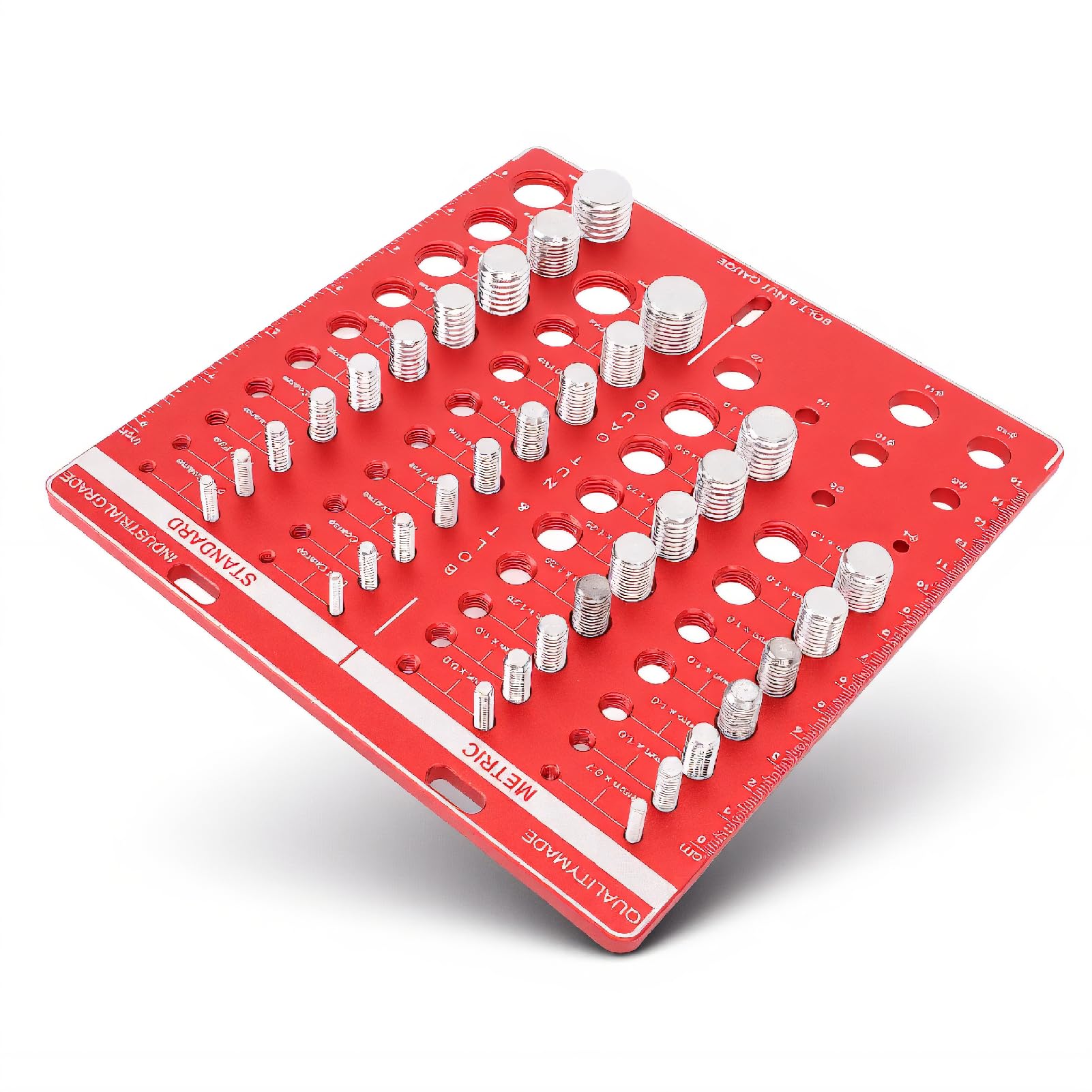 34PCS Nut and Bolt Thread Checker Set, Screw Nut and Bolt Thread Checker Aluminum Alloy High Accuracy Measuring Tool Identifier Gauges for Verifying