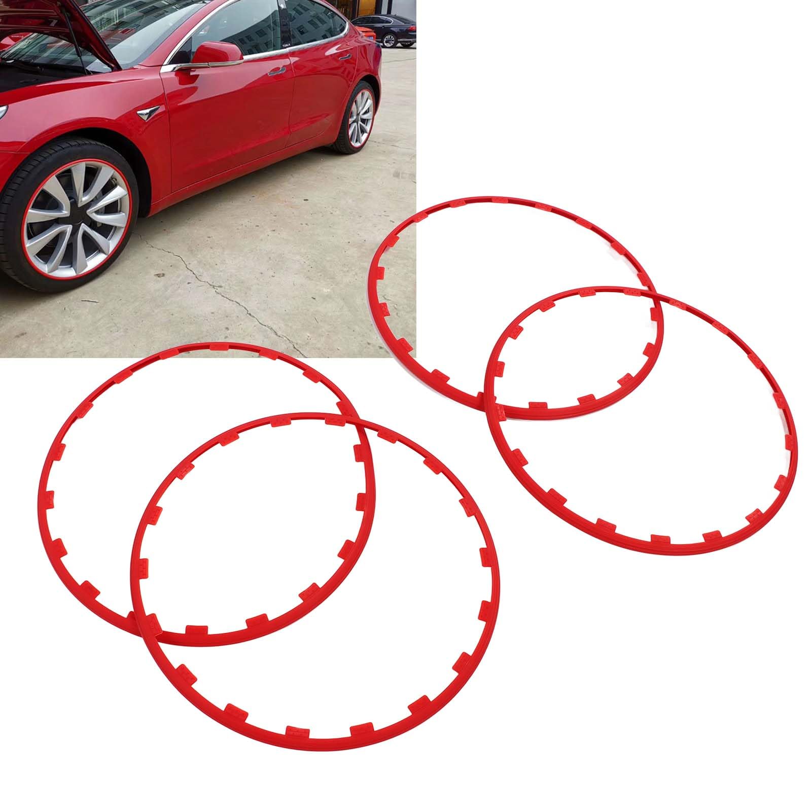 CHICIRIS Radkantenschutzring Rot Nylon Felgenschutzring für Räder 4 Stück