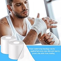 Vista 7 de Nuanchu Cinta atlética previa a la envoltura de 30 yardas, cinta de espuma atlética para cabello, fútbol, deportes, muñecas, codos, rodillas y Blanco