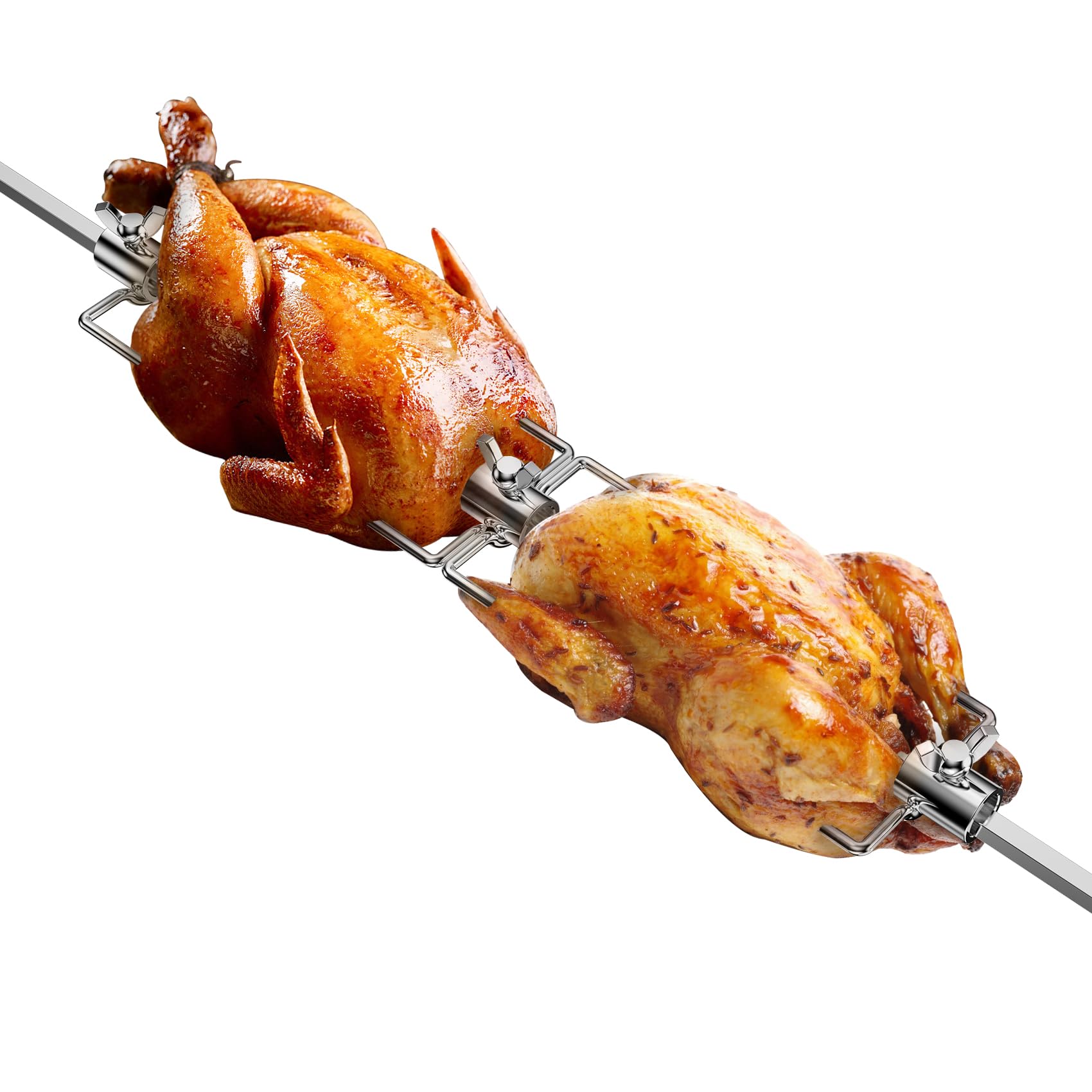 onlyfire BBQ Fork para Pinchos de Barbacoa, Contiene Pinza Doble y 2 Pinzas para Carne, Chicken Skewer Kit, Grill Roasting Fork para Palos de Brocheta Hexagonales de 12MM, Cuadrados de 10MM y 8MM