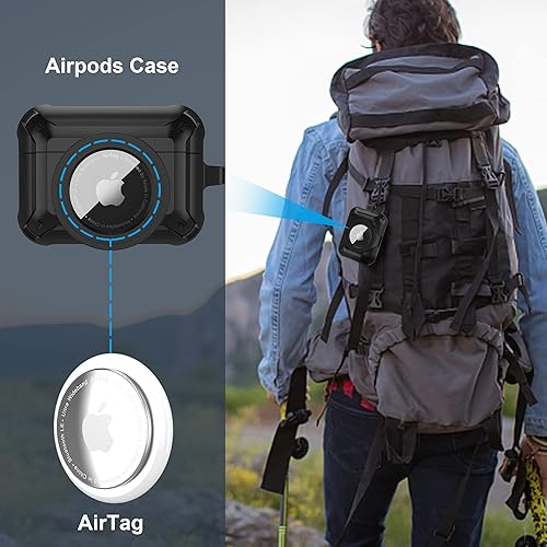 Miniatura 6 de Valkit Funda compatible con Airpods Pro 21 y funda AirTag, resistente 2 en 1, a prueba de golpes, para hombres y mujeres, iPod Airpods Pro de 2 y 1