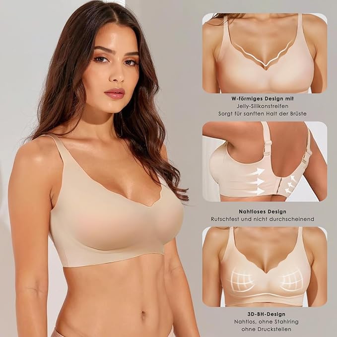 Bh dames zonder beugel grote maten met voorsluiting katoen, beha bustier dames met cups kant gevoerde bralette sexy dunne bandjes bustier sterke ondersteuning minimizer beha push-up beha, beige, 85B Bh dames zonder beugel grote maten met voorsluiting katoen, beha bustier dames met cups kant gevoerde bralette sexy dunne bandjes bustier sterke ondersteuning minimizer beha push-up beha, beige, 85B