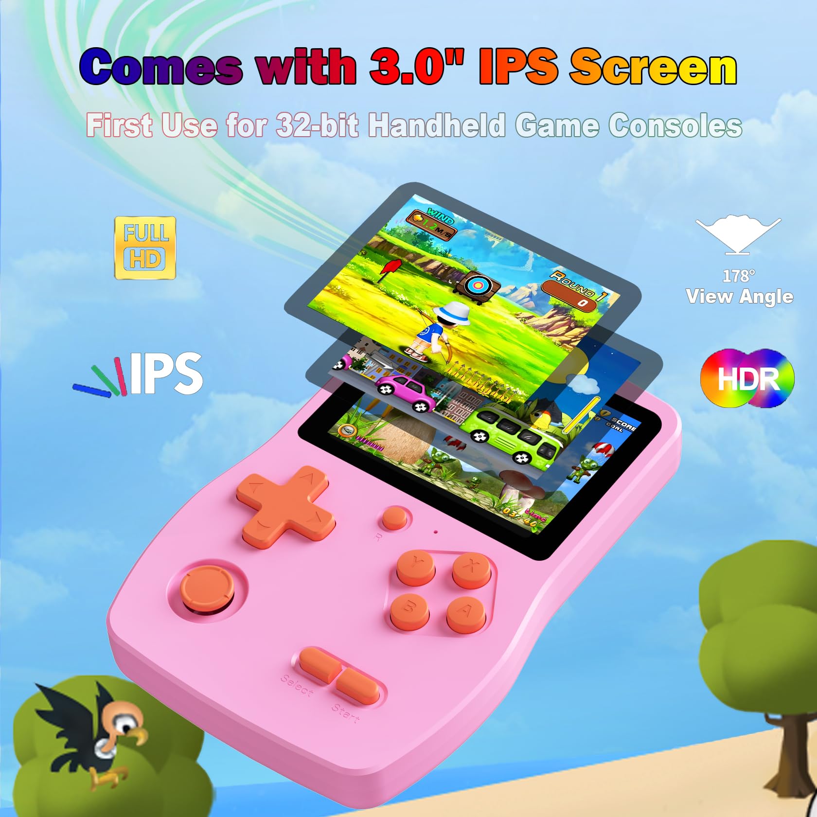 Giocattoli di gioco portatili per bambini con videogiochi 139 32 bit, per ragazzi e ragazze, schermo IPS 3,0 pollici, ricaricabile, dispositivo retrò, per feste, Pasqua