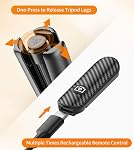 TONEOF 68" Magnetic Selfie Stick Tripod with Aluminum Strong Magnetic Holder for Magsafe, 360° Rotatable Travel Phone Tripod Stand with Metal Ring & Rechargeable Remote for iPhone/Android(Black)