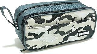 Large Pencil Case Pouch, Pencil Bag with 3 Compartments for Kids, Camouflage Pen Bag with Zipper, Pencil Organizer, Cute Aesthetic School Supplies for Teen Girls Boys Adults Grey