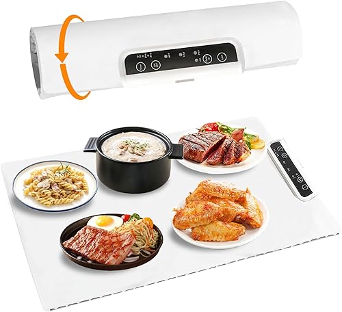 Alfombrilla de calentamiento para alimentos, bandeja de calentamiento eléctrica enrollable, calentamiento de superficie completa rápidamente,