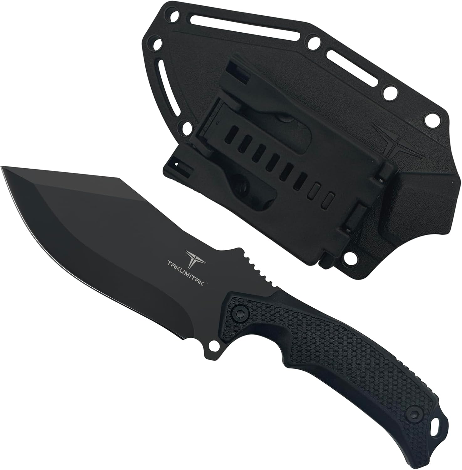 TAKUMITAK Hunting Survival Cleaver Knife 9" Full Tang Fixed Blade Knives Camping Gear with Extra Set of FRN Handle Scales, MOLLE Clip Horizontal and Vertical Carry - TKF319