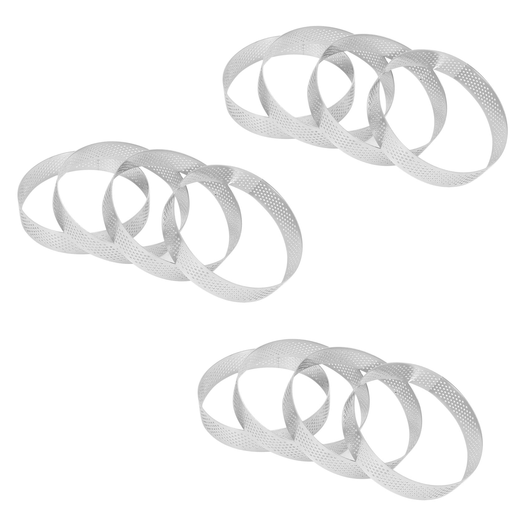 Hndhbfgrt 12Pcs Circular Porous Tart Ring Bottom Tower Pie Cake Mould Heat- Perforated Cake Mousse Ring,10cm