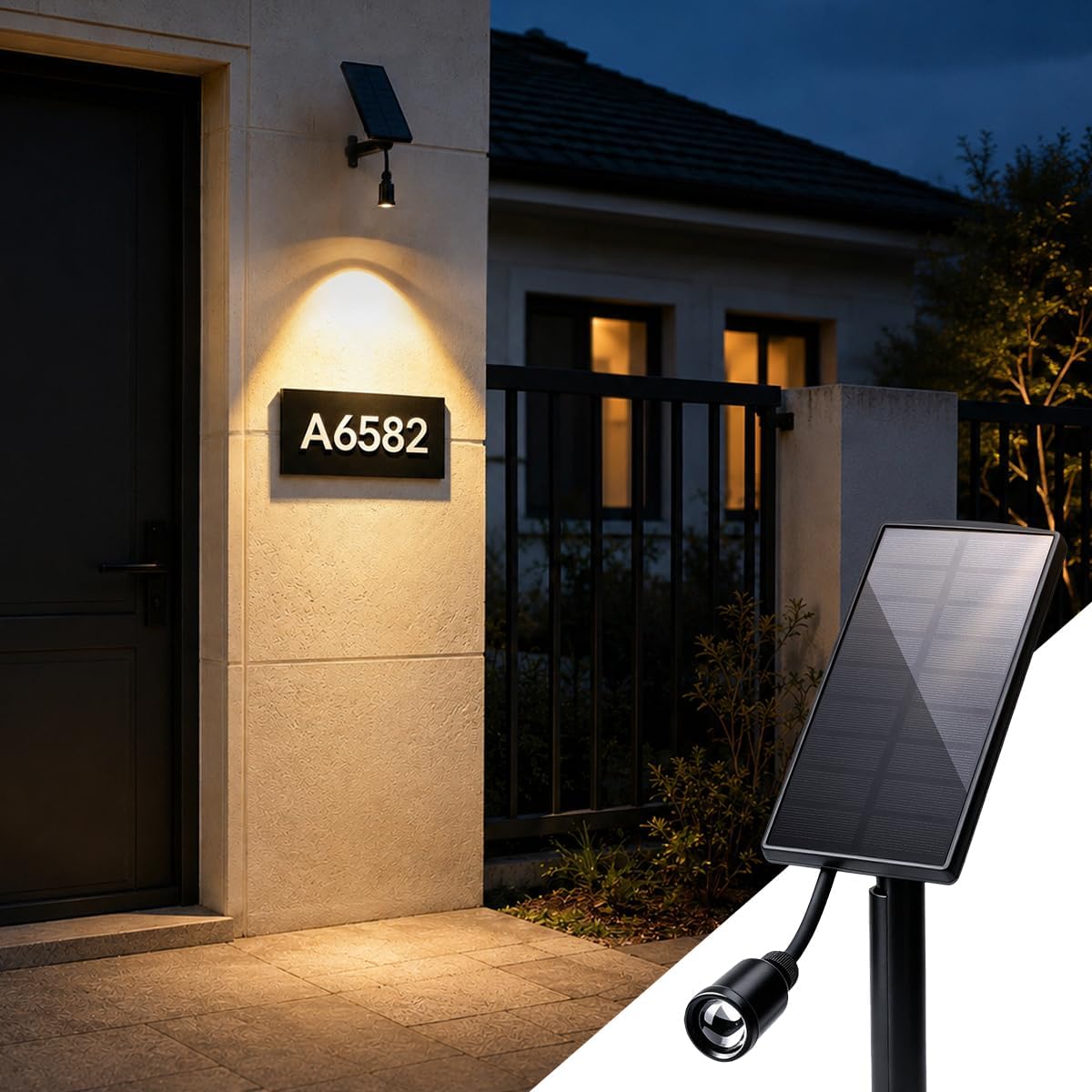 Solar Sign Light LED Spotlights Outdoor Waterproof for Address Sign, Wall