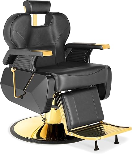 Silla de peluquería para peluquería, silla de salón de estilo vintage para estilista para el hogar, reclinable, giratoria de 360, altura ajustable,