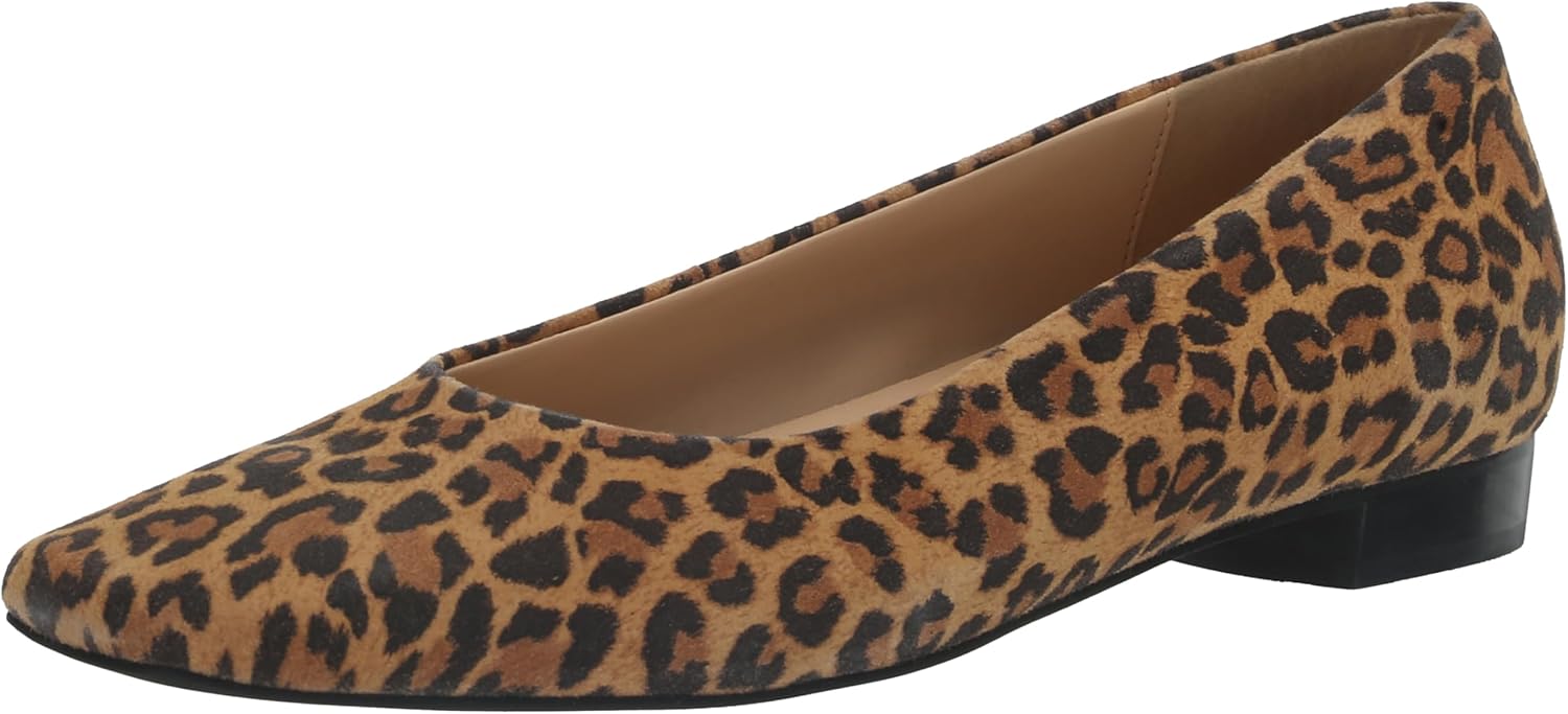 Trotters Honor - Flats for Women - Flexible Rubber Sole - Low Stacked Heel - Leather Upper - Square Toe Tan Cheetah 5 M (B)