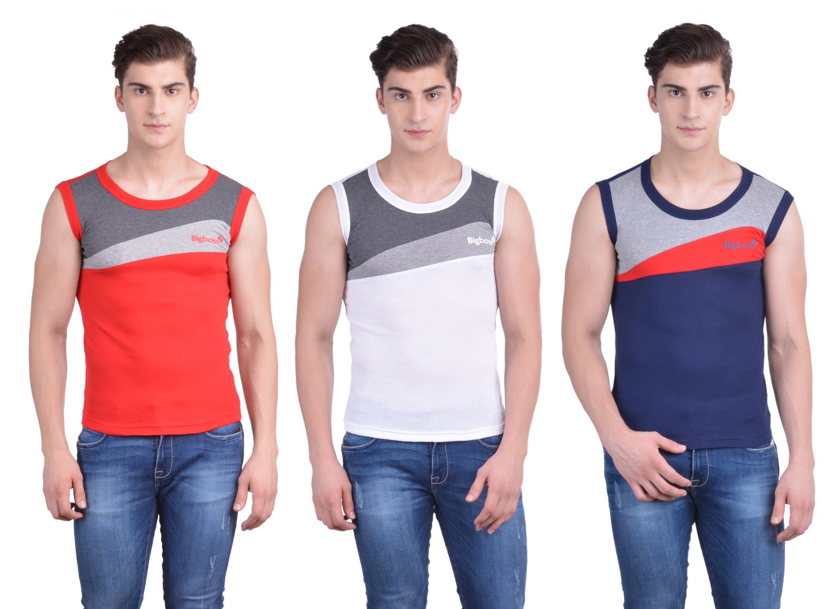 dollar bigboss Men's Assorted Pack of 3 BB13 Gym Vest (Color & Prints May Vary)-picture-18