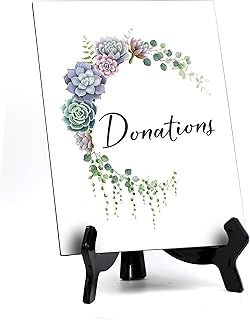 Donations Table Sign, Floral Crescent Design (6 x 8)